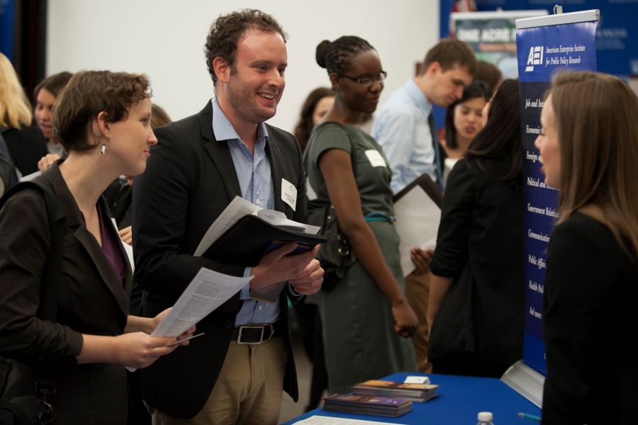 Johns Hopkins SAIS students at a career fair