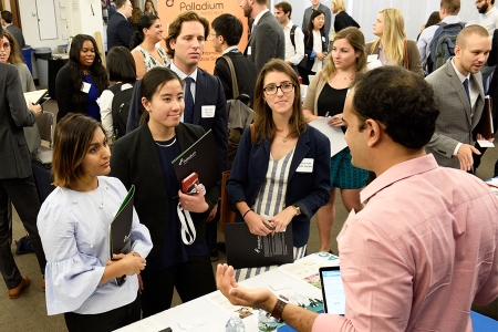 Johns Hopkins SAIS students at a career fair