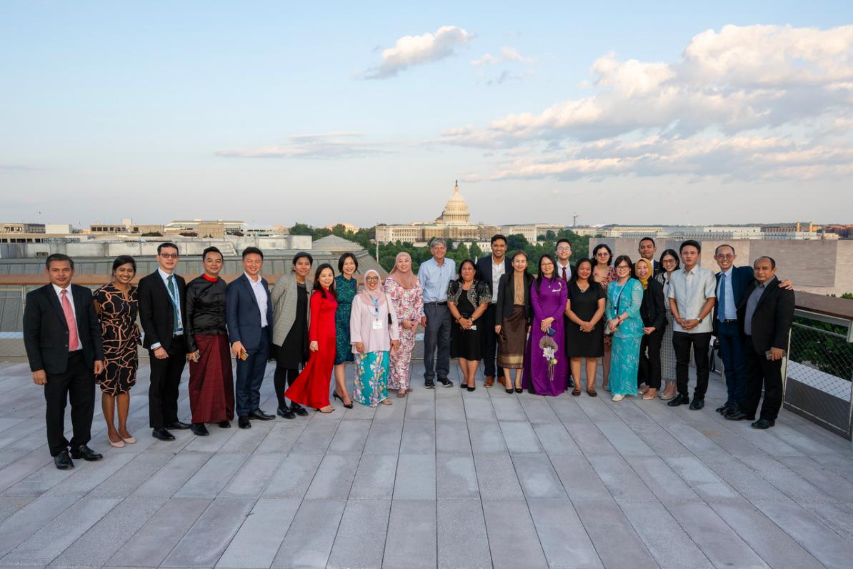The inaugural cohort of the U.S.-ASEAN Institute for Rising Leaders gathered Aug. 8 for an event at Johns Hopkins University's new building at 555 Pennsylvania Ave. NW in Washington, D.C.