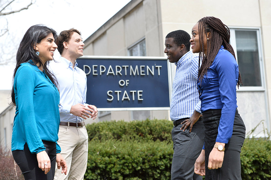 Johns Hopkins SAIS students outside the State Department 