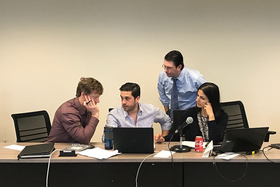 Johns Hopkins SAIS students working on a group project 