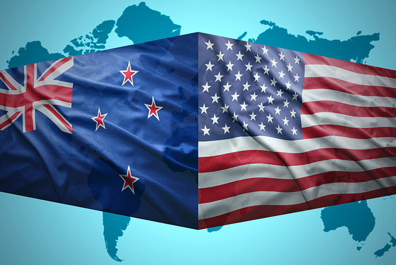 US-New Zealand flags